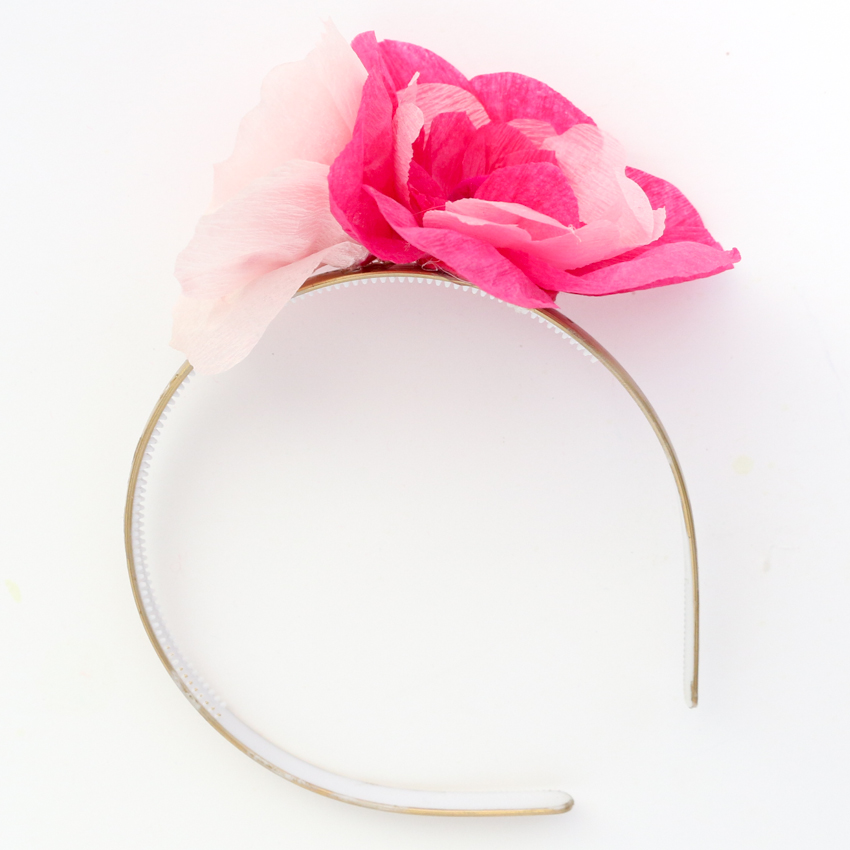 crepe paper mini flower headband tutorial