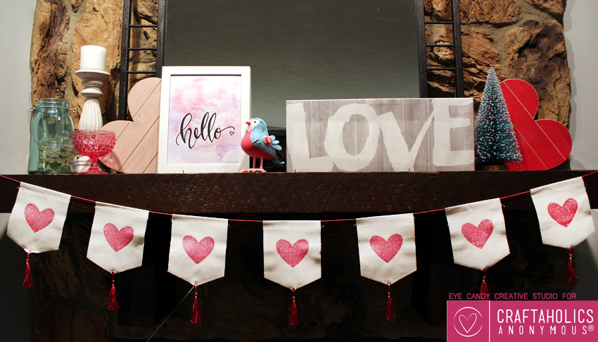pretty valentine's mantel