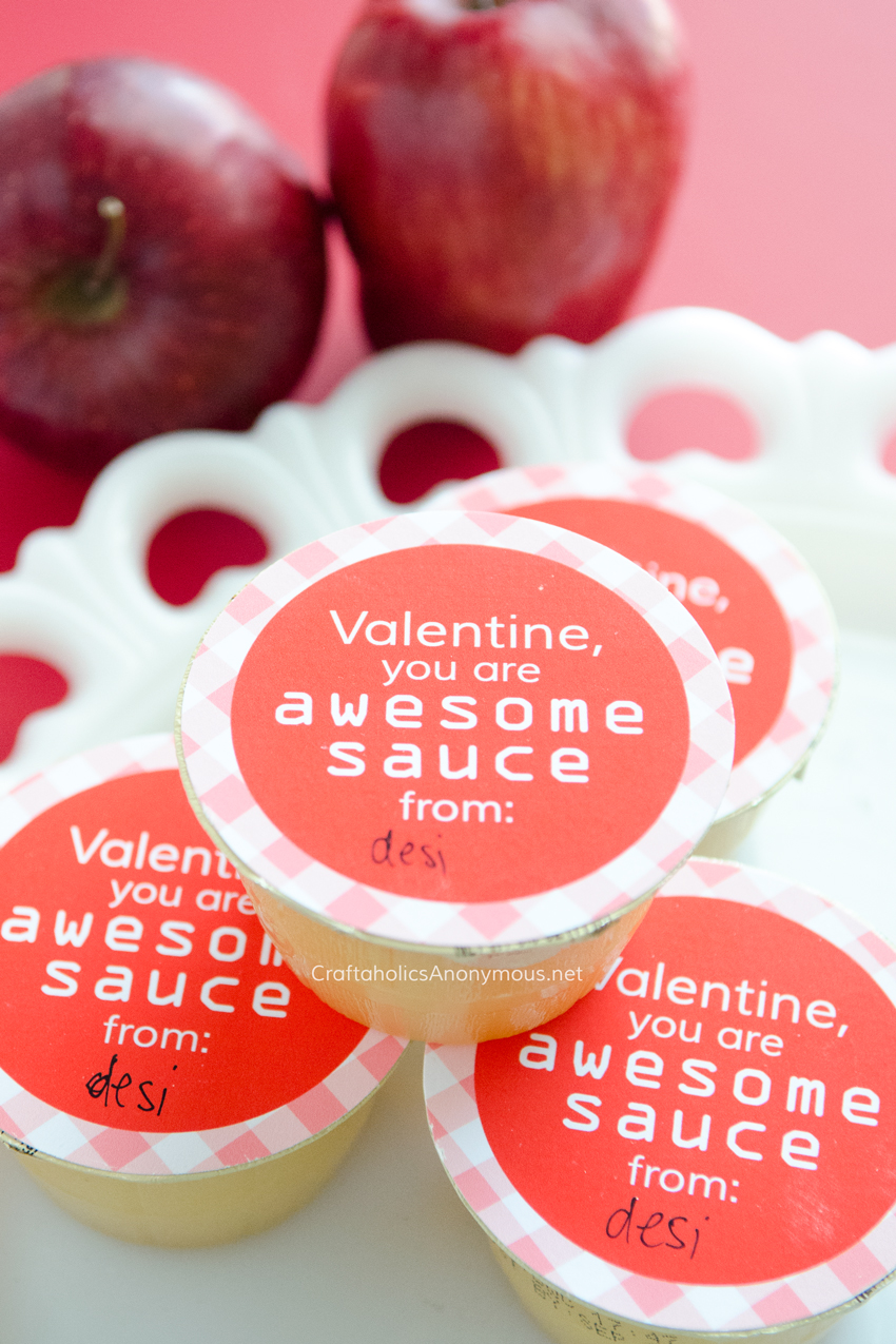 Valentine Printable || Kids Valentine || Preschool Valentine || Healthy Valentine idea with applesauce
