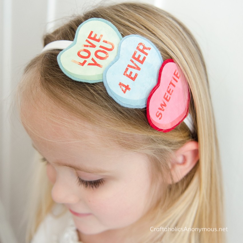 Conversation Heart Headband for Valentine's Day craft