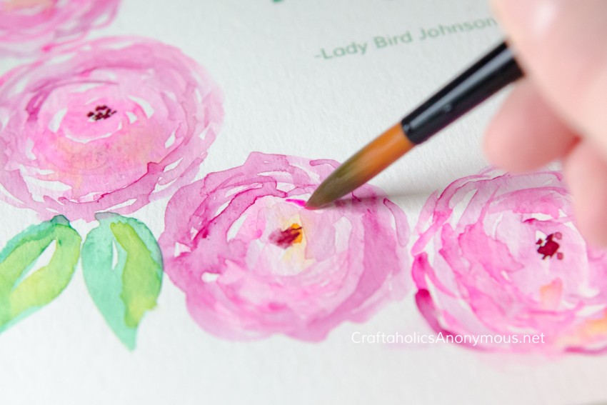 Pink Watercolor flowers :: peonies