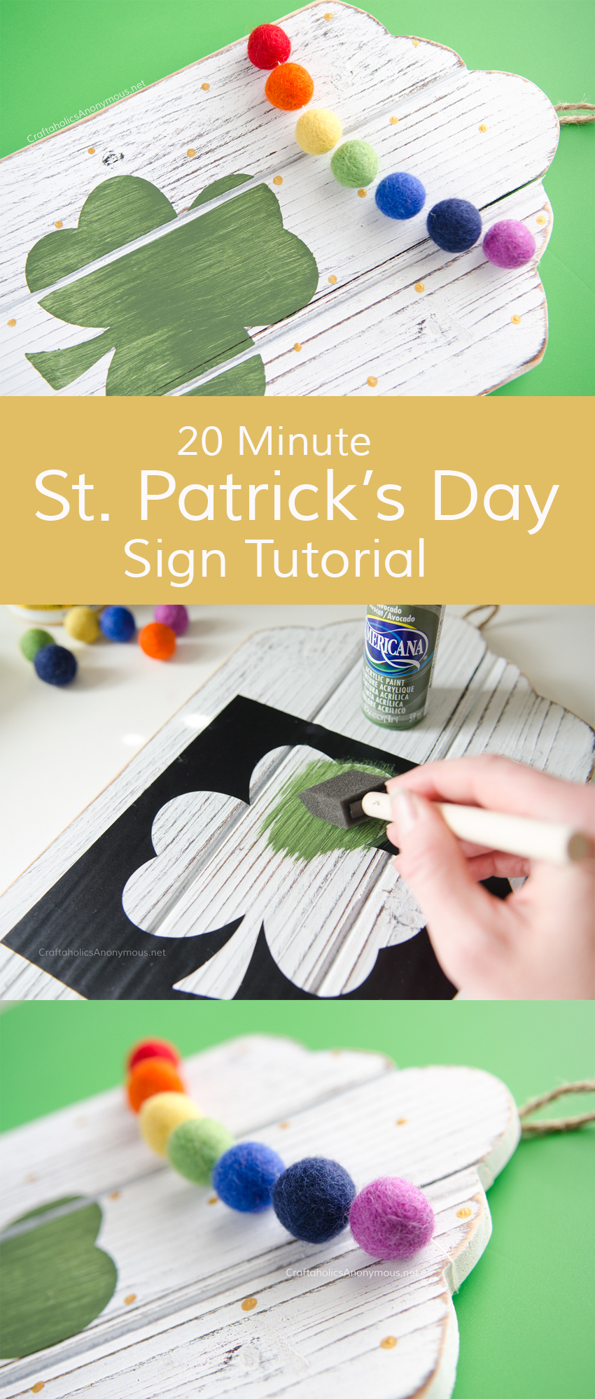 DIY St Patrick's Day sign tutorial :: Easy craft idea decor