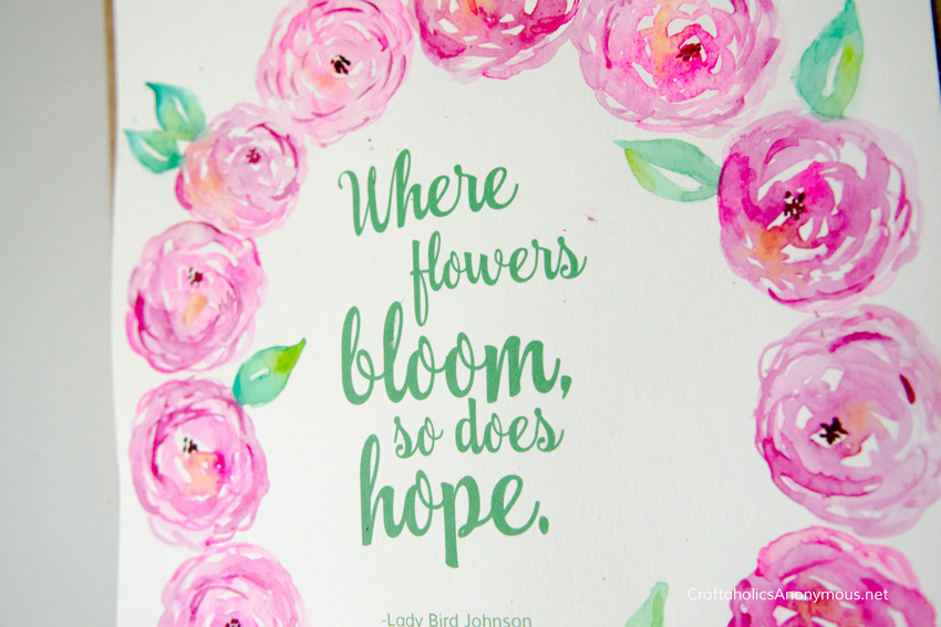 Spring quote printable :: Add your own watercolor flowers for DIY spring art home decor