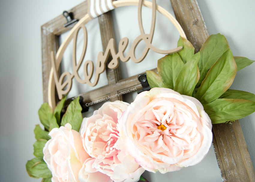 DIY Peonie wreath idea with embroidery hoop - blessed