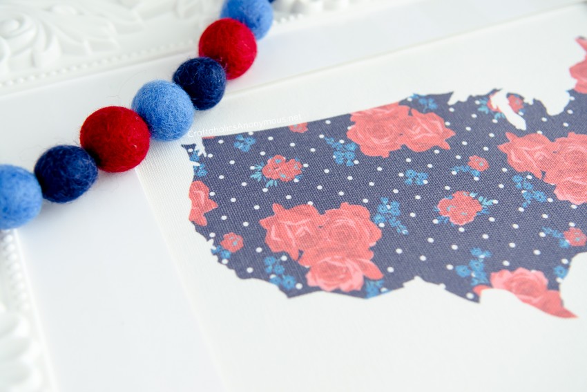 4th of July Printable - floral map