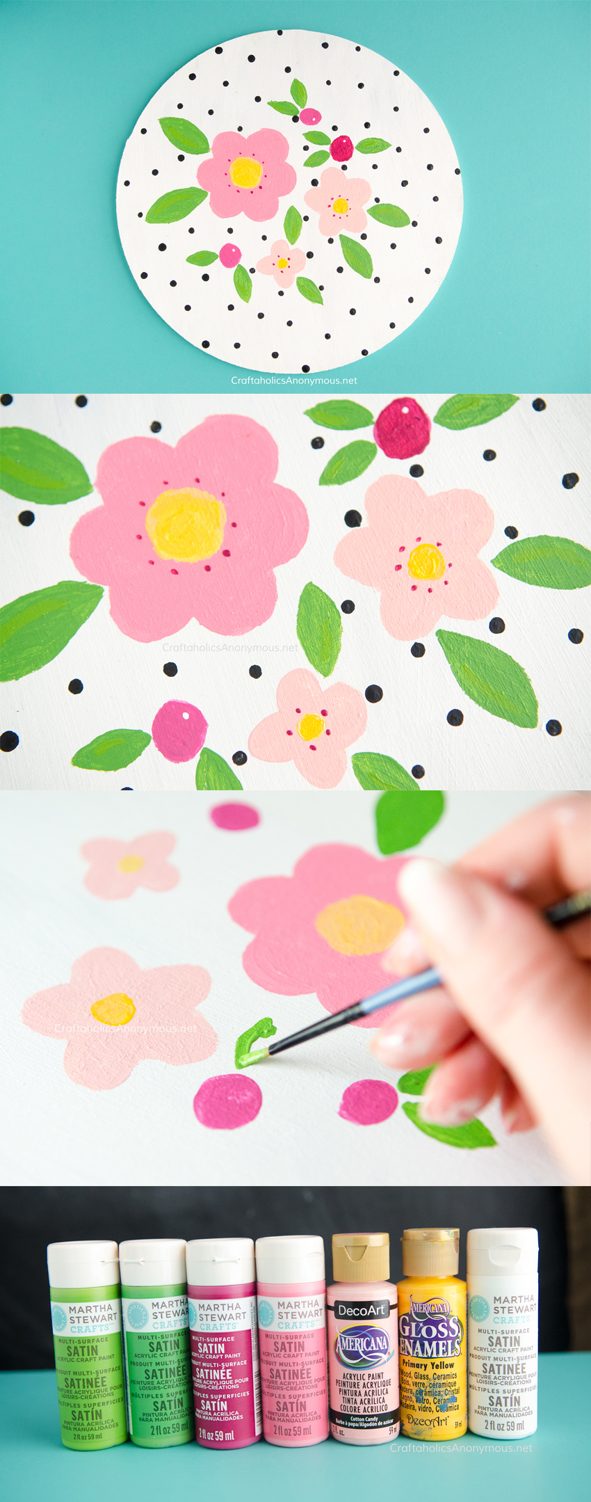 DIY Hand Painted Florals and polka Dots craft idea