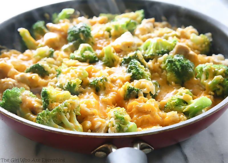 One Pan Cheesy Broccoli Rice & Chicken