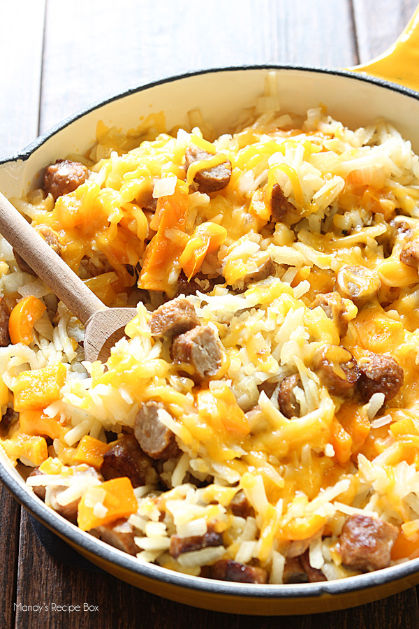 Cheesy Hashbrown & Sausage Skillet