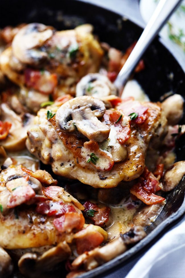 Creamy Bacon Mushroom & Thyme Chicken