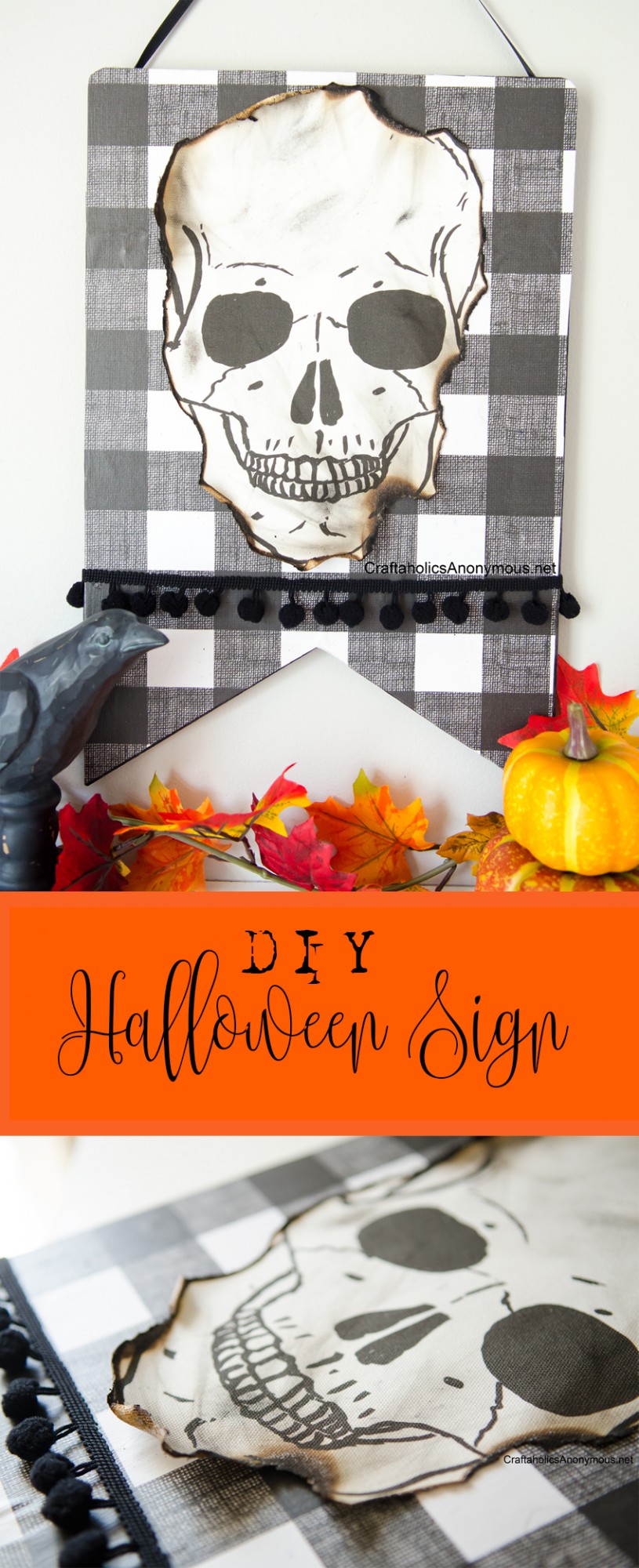 DIY Halloween Sign || Love the singed skull