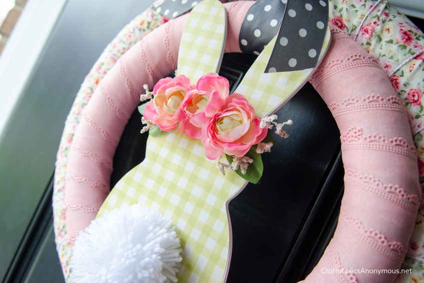 Floral Crown bunny wreath for spring Easter DIY