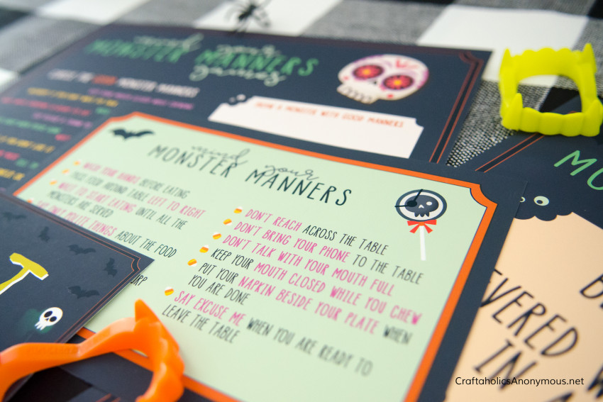 Halloween Monster Manners Dinner Printables :: Fun activity days activity or youth activity to learn manners. 