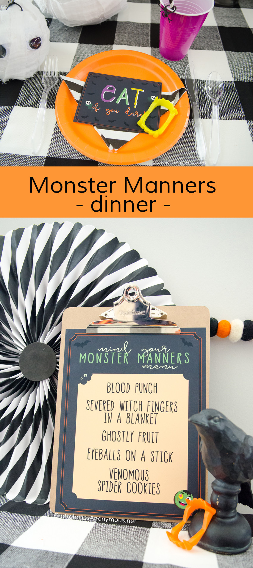 Halloween Monster Manners Dinner :: Great for Activity Days, youth, young women, fun halloween party idea! kids wear their costume to the dinner.