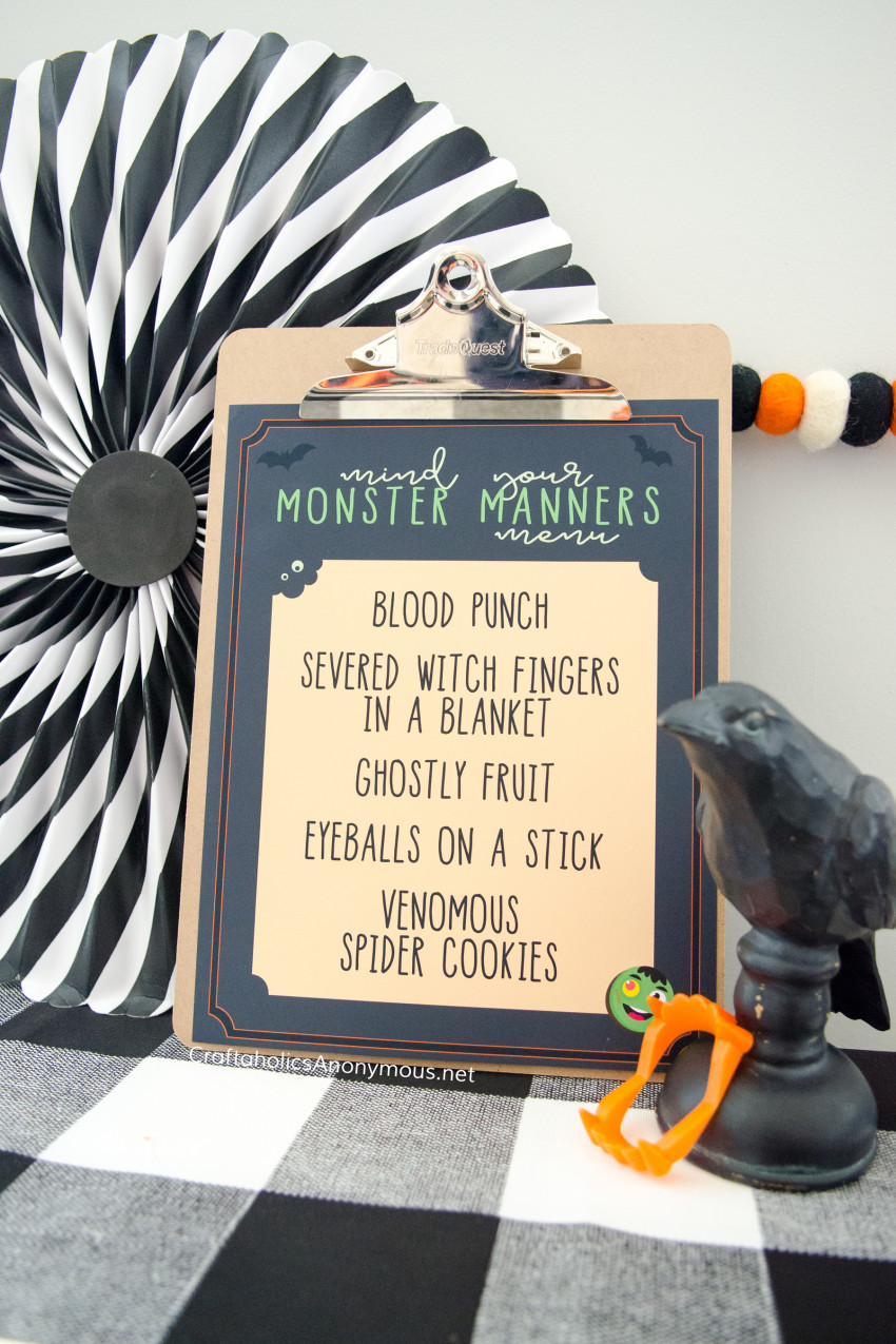 Halloween dinner menu :: Free Printables