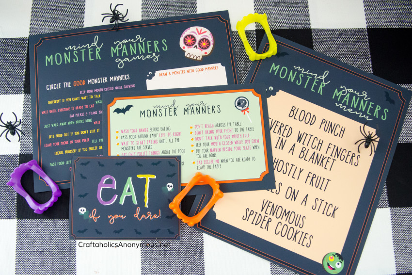 Halloween Monster Manners Dinner Printables :: Fun activity days or youth activity to learn manners. 